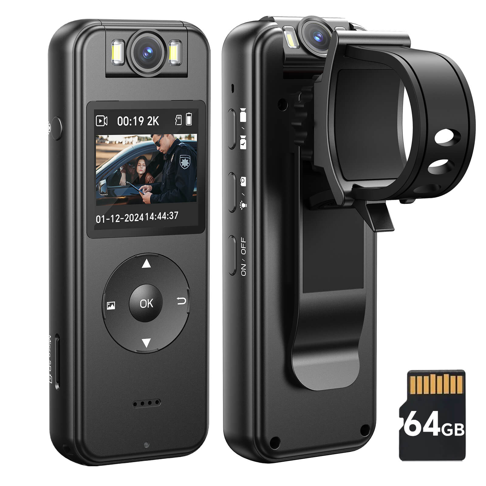 BOBLOV A27 2K 64G Body Worn Camera for 4 Hours Video Shooting ,  with 180°Rotatable Lens for Law Enforcement
