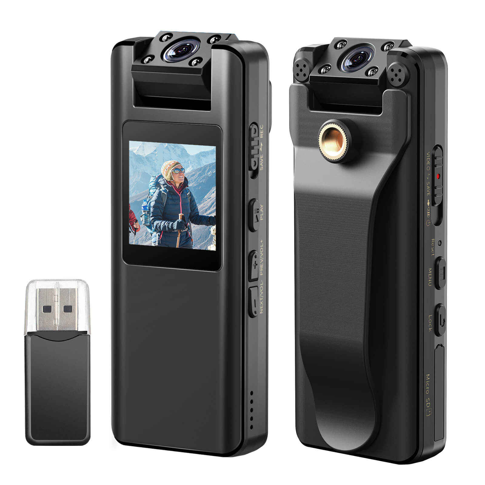 BOBLOV A22 Mini Cam, 180° Rotatable Lens, 1080P Portable Body Cam(NO Card/32/64/128GB)