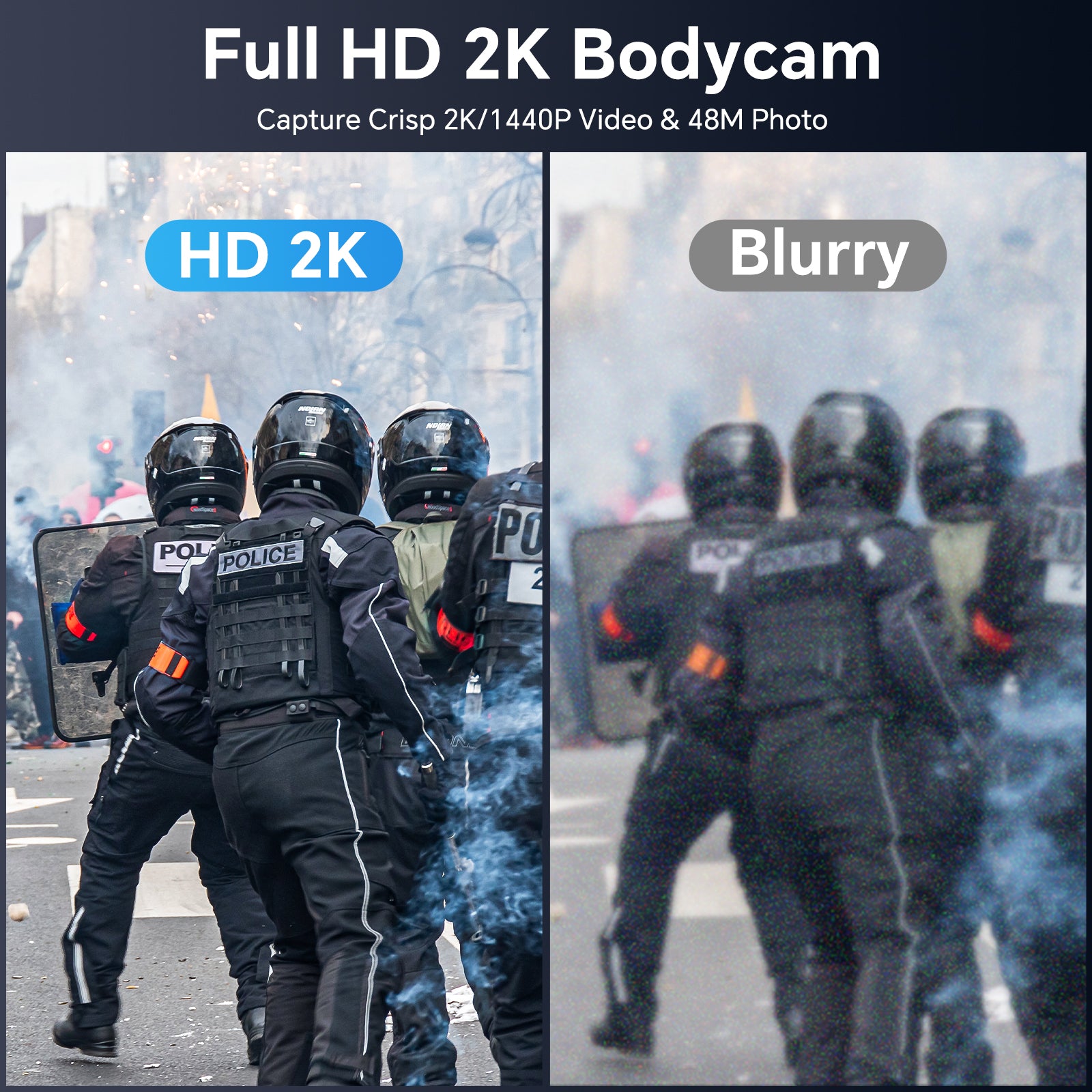 BOBLOV GPS IP67 Body Cam, M5 1440P Body Camera, Cops Body Cam for Sale, 12 Hrs Recording, Car Mount