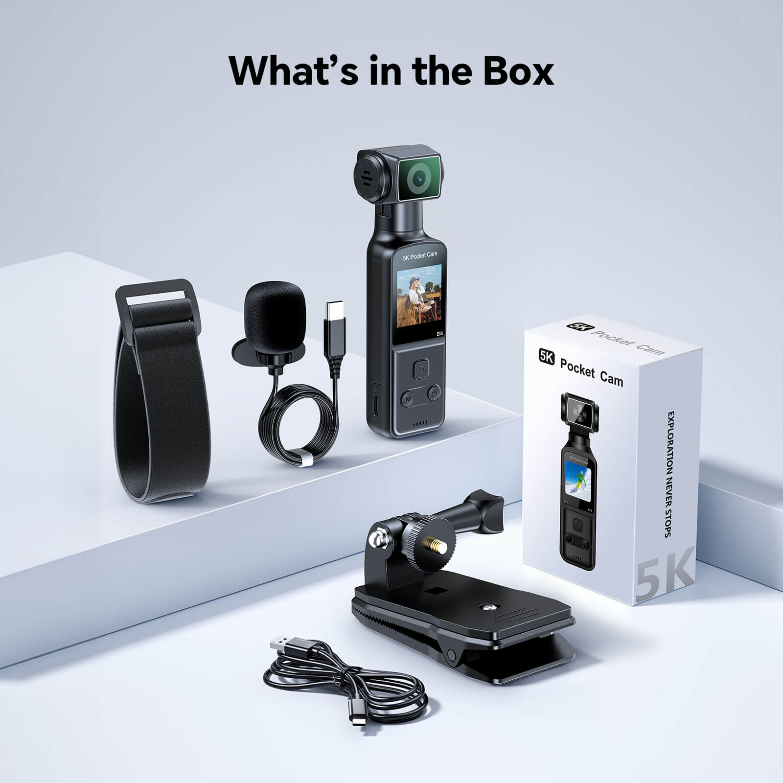 BOBLOV 5K W5 Body Camera with Microphone, Sports Camera for Vlog, 5K/15FPS and 4K/60FPS with 270° Rotating Lens, External Mic Support