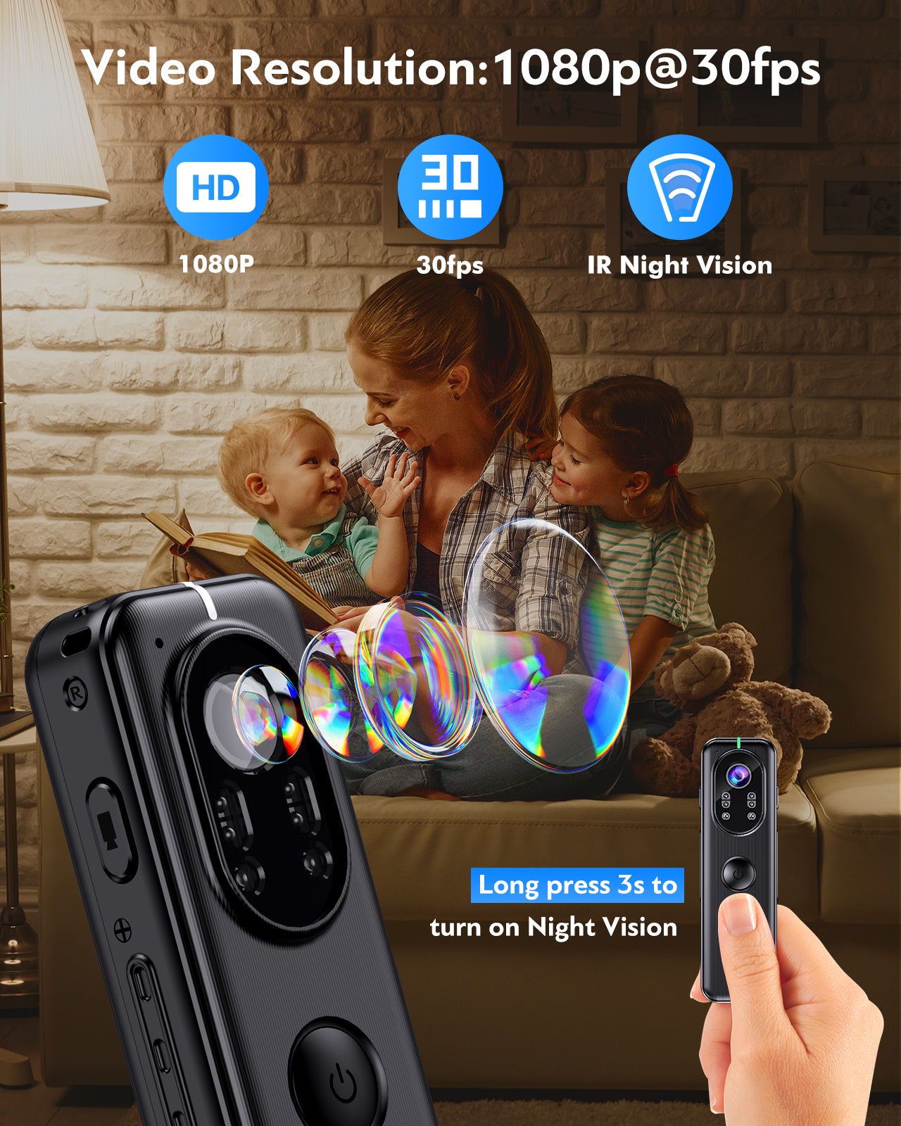 BOBLOV D1 Small Body Camera, WiFi Night Vision Camera, 1080P OLED Screen, 6 hours Recording Time