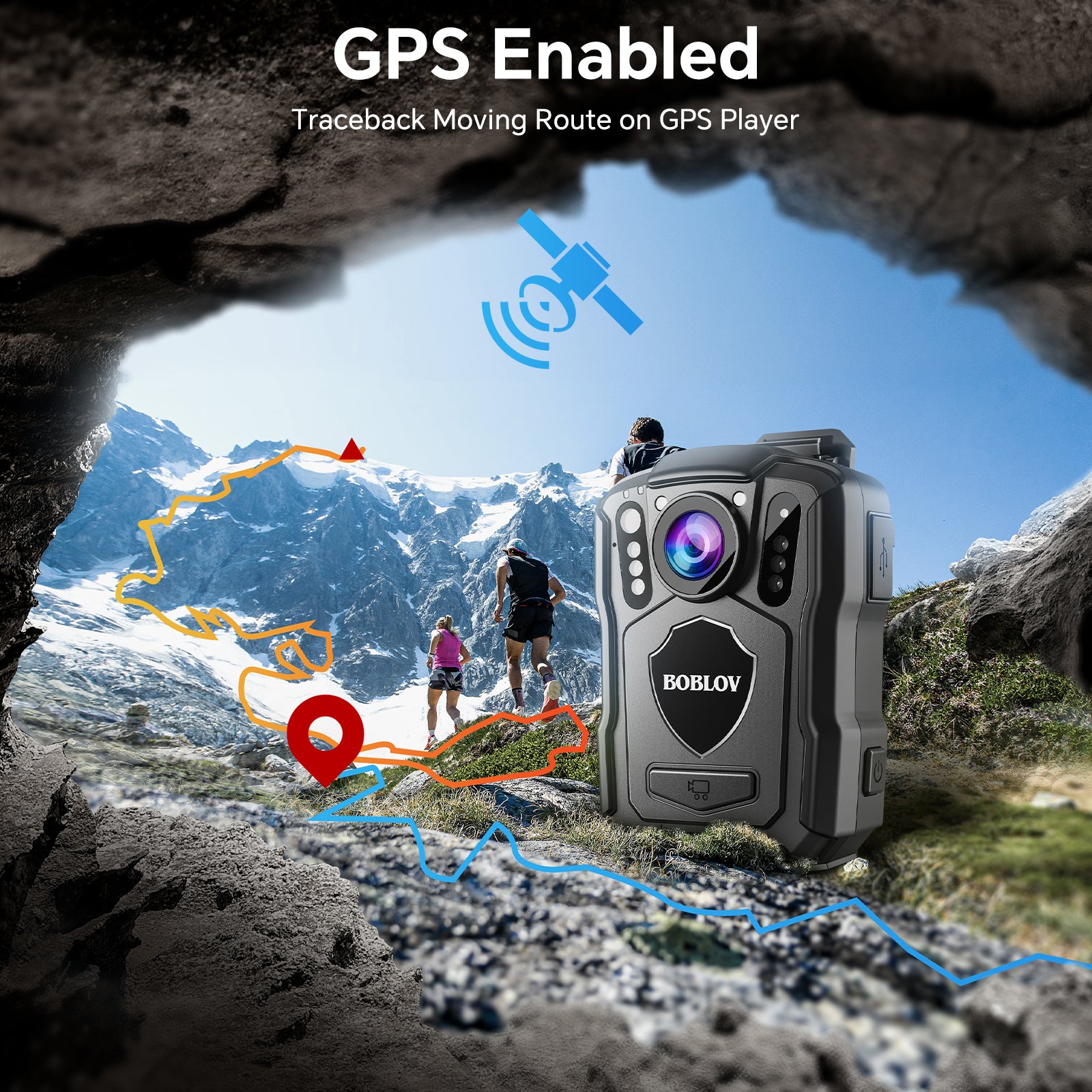BOBLOV GPS IP67 Body Cam, M5 1440P Body Camera, Cops Body Cam for Sale, 12 Hrs Recording, Car Mount
