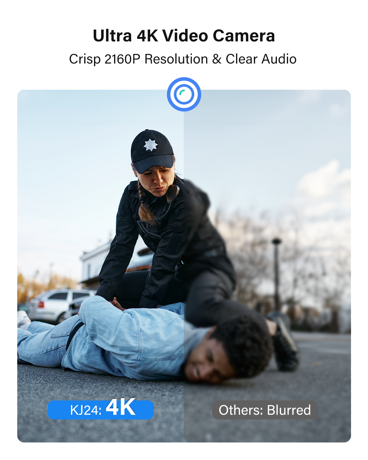 BOBLOV KJ24 Body Camera, 128GB 4K GPS Bodycam with Car Suction Mount