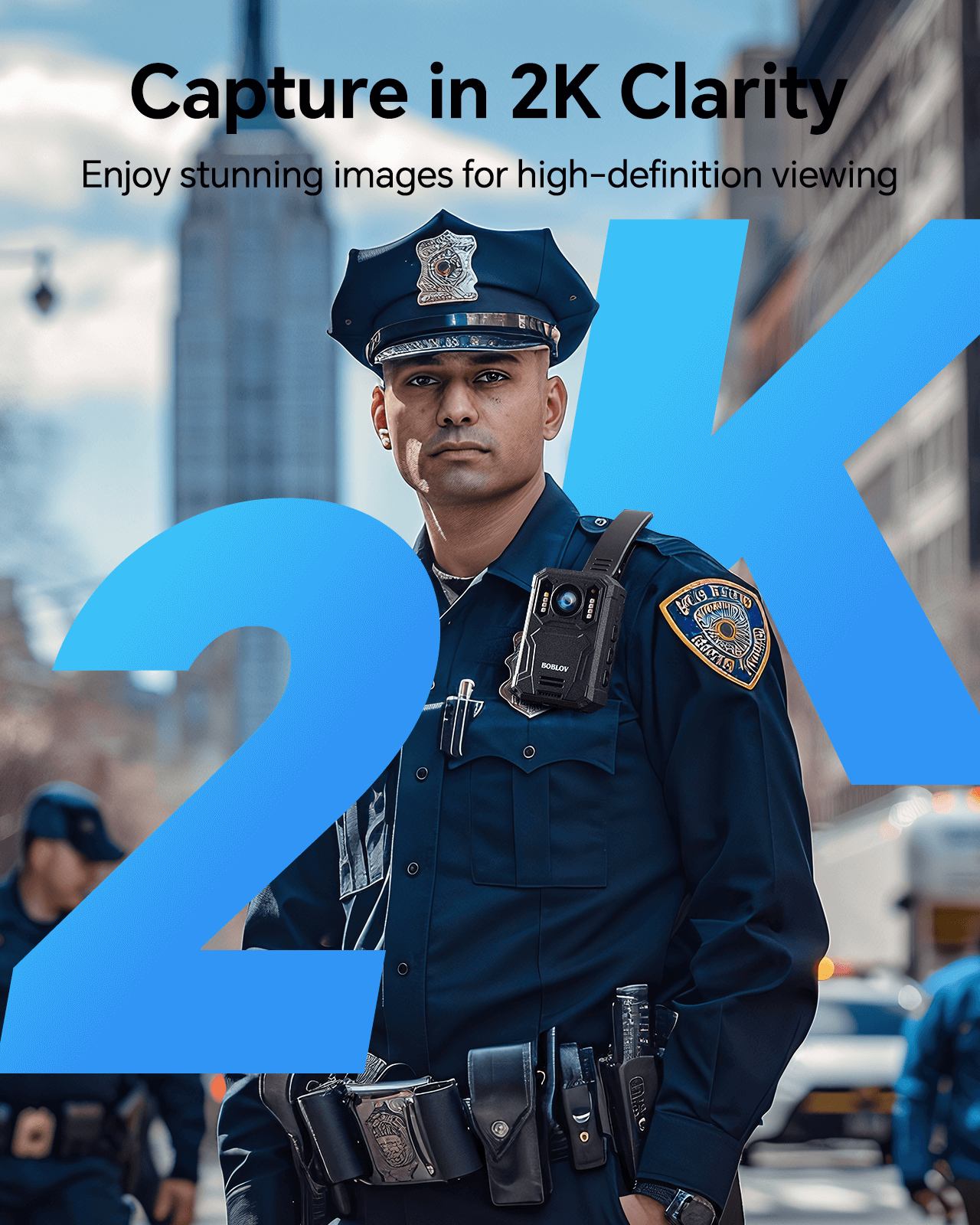 BOBLOV KJ23 Pro 2K Body Camera, IR Body Cam with 4000mAh Battery for 15 Hours, IP66, 128GB Car Mount