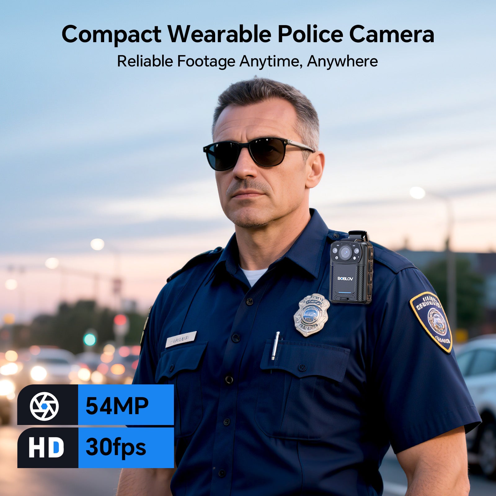 BOBLOV KJ26 2K Body Camera with Dual 2000mAh Batteries & Charging Base, 8H Continuous Recording, Night Vision, and 360° Rotatable Clips for Law Enforcement, Security & Outdoor Use
