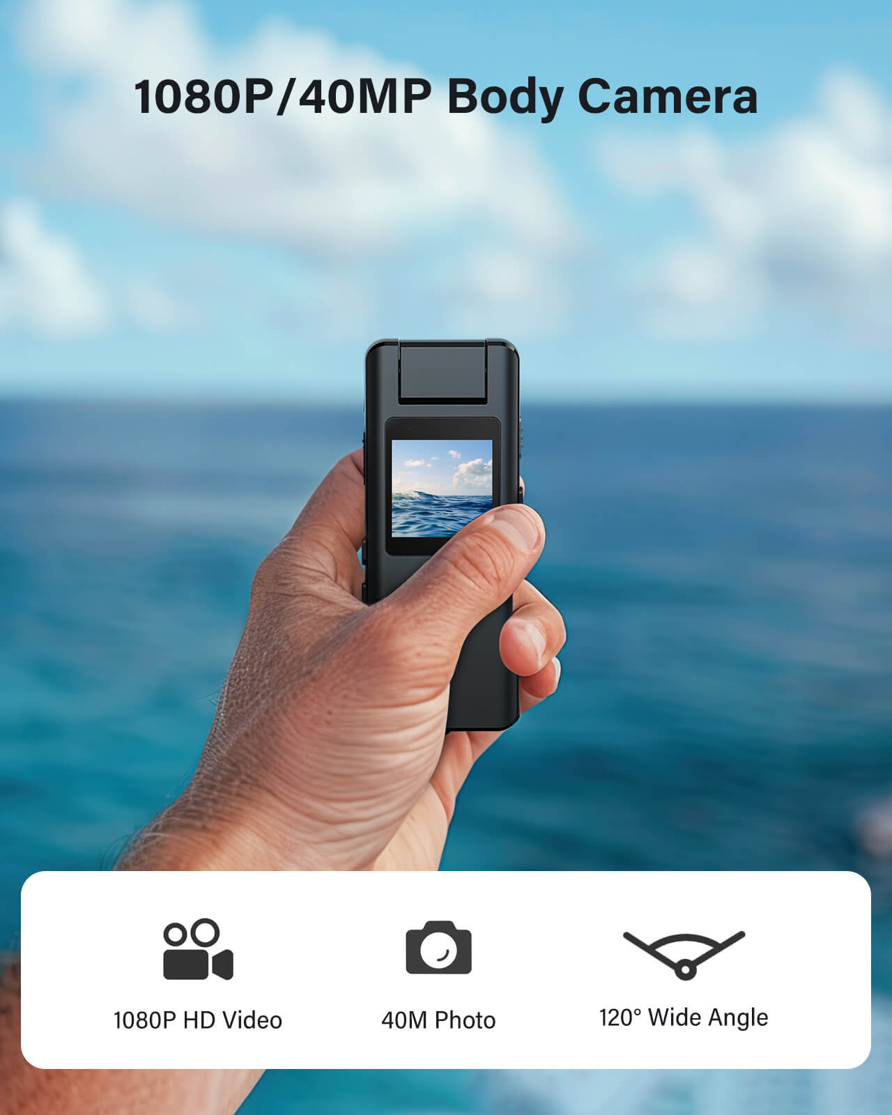 BOBLOV A22 Mini Cam, 180° Rotatable Lens, 1080P Portable Body Cam(NO Card/32/64/128GB)