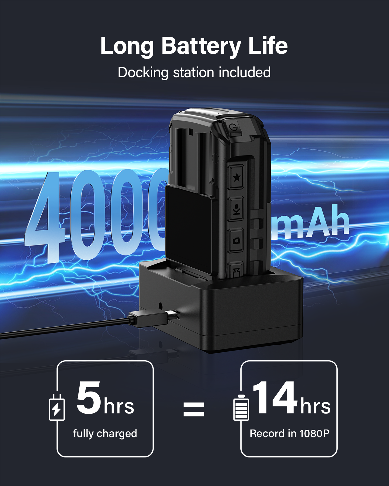 BOBLOV B4K4 4K Body Camera, 128G Bodycam with Charging Dock, GPS IP67 Police Security Camera