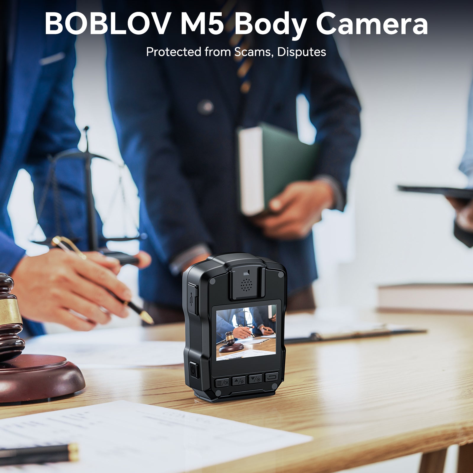 BOBLOV GPS IP67 Body Cam, M5 1440P Body Camera, Cops Body Cam for Sale, 12 Hrs Recording, Car Mount