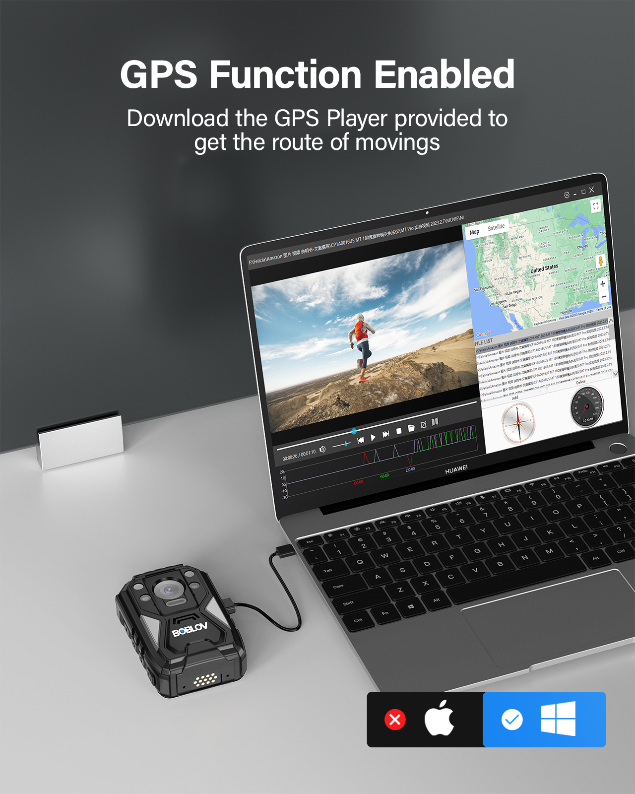 BOBLOV B4K4 4K Body Camera, 128G Bodycam with Charging Dock, GPS IP67 Police Security Camera