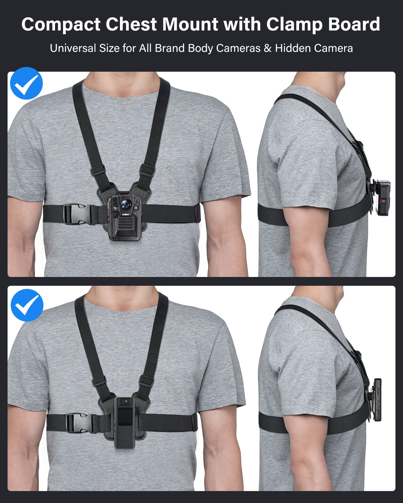 BOBLOV NEW Dual Shoulder Mount, Vest Mount for All Brand Body Camera, Hands Free Shoulder Camera Mount