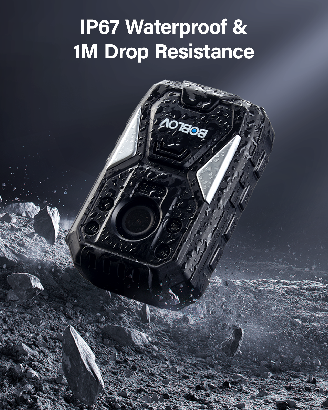 BOBLOV B4K4 4K Body Camera, 128G Bodycam with Charging Dock, GPS IP67 Police Security Camera