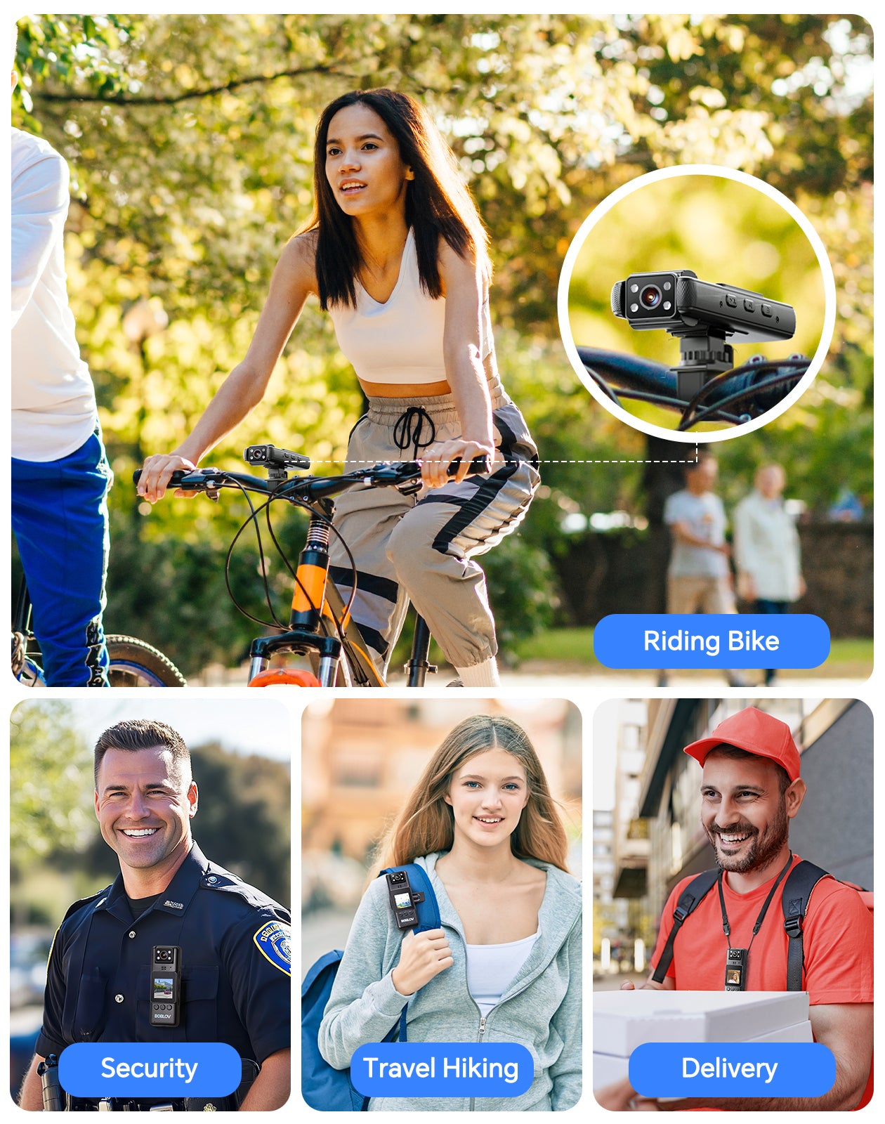 BOBLOV A23 64GB Body Worn Camera, 180° Rotatable Video Camera, 2200mAh Battery with 9Hours Shooting, Night Vision, 1080P, Design for Lecture, Fishing, or Delivery
