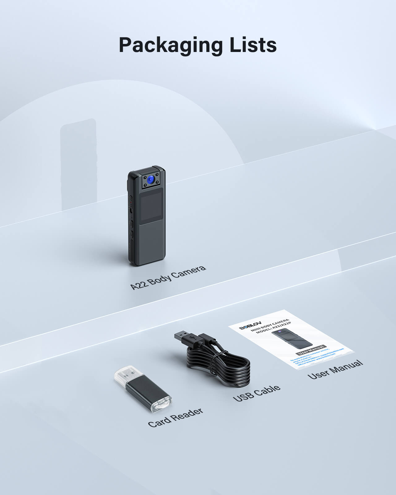 BOBLOV A22 Mini Cam, 180° Rotatable Lens, 1080P Portable Body Cam(NO Card/32/64/128GB)