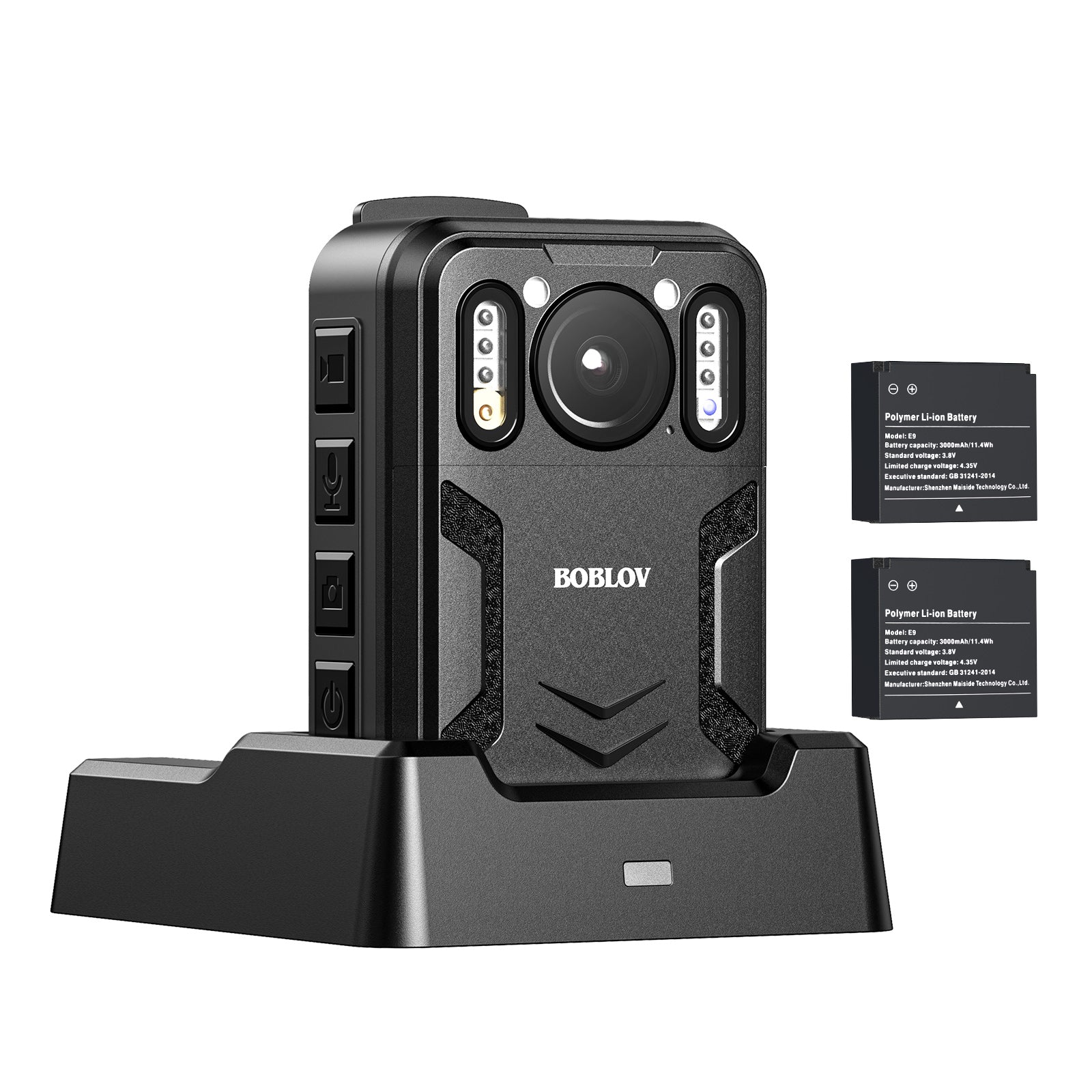 BOBLOV B4K2 4K body camera with GPS and two 3000mAh batteries for extended 14-16 hours recording, including charging dock6