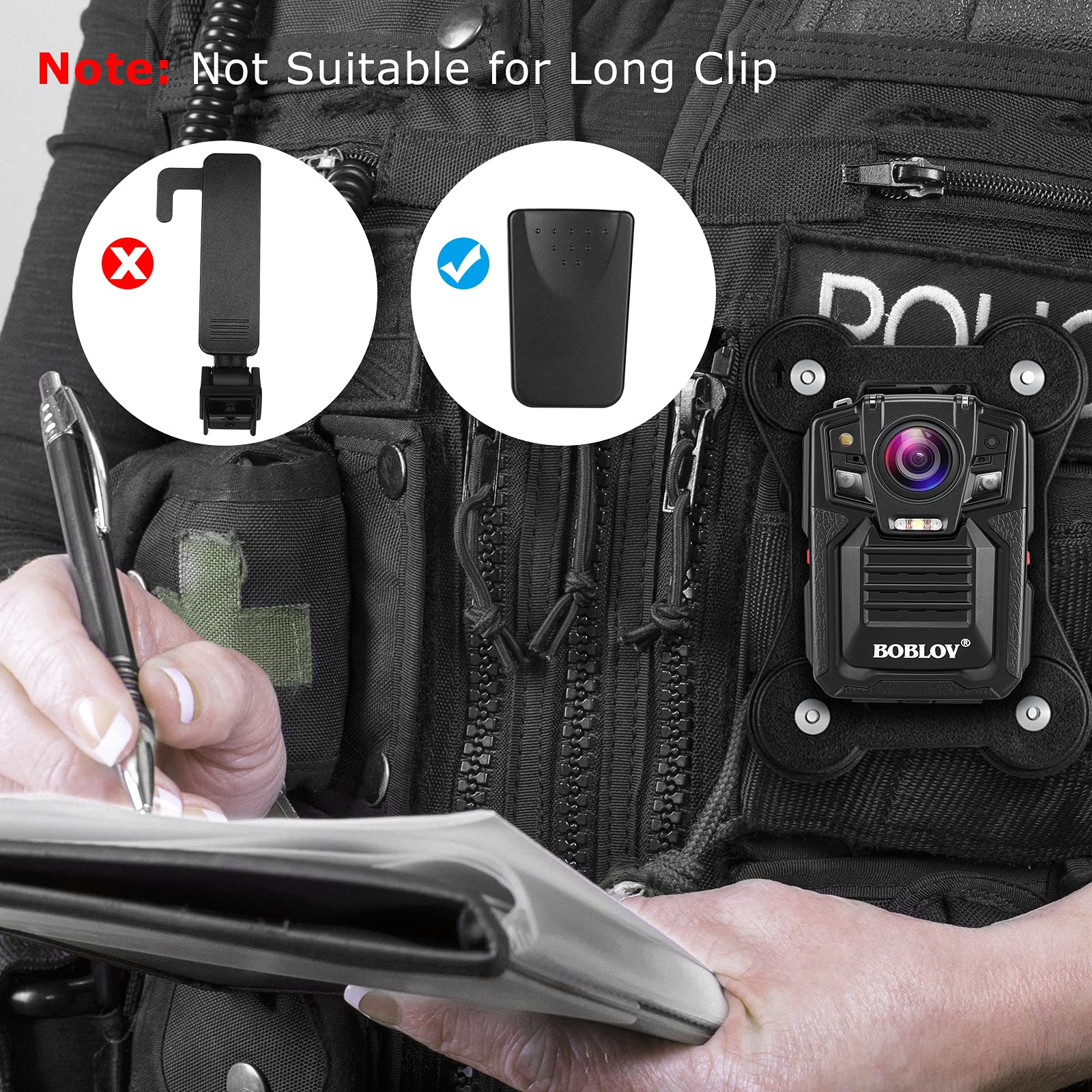 BOBLOV Body Camera Magnet Mount, Universal Magnetic Suction Back Clip Contains Magnets Make from Black Silica,Stick to Clothes for Universal All Brand Body Camera (13x10cm)
