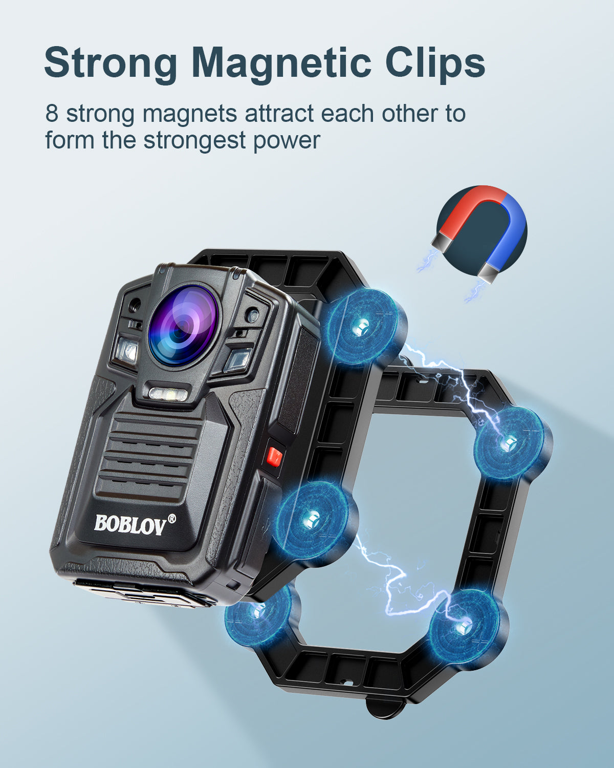 BOBLOV Body Camera Magnet Mounts, New Type Portable Black Silica Clips2