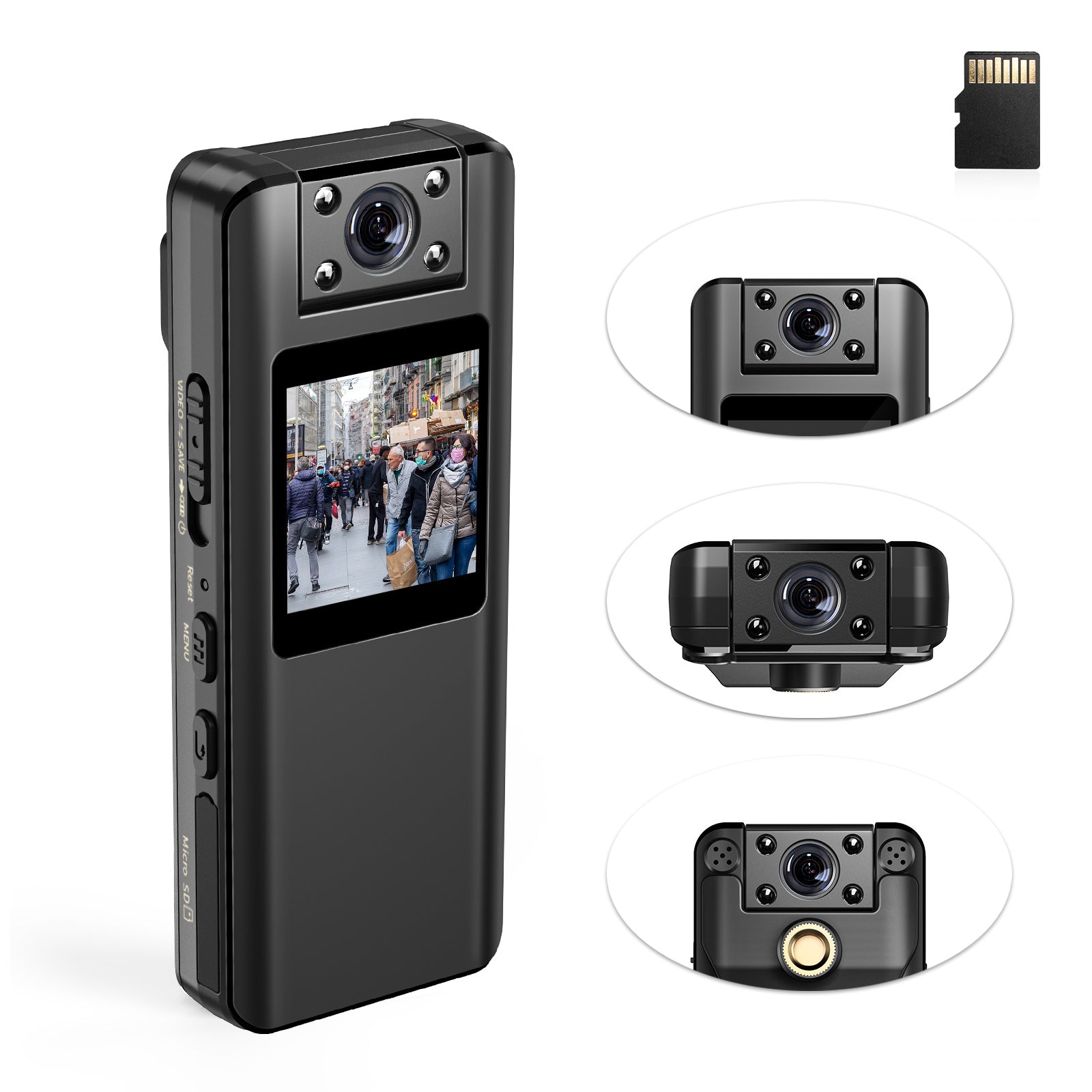 BOBLOV A22 Mini Body Camera, 180° Rotatable Lens, 1080P Portable Body Camera(Card Not Included/32GB Card Included/64GB Card Included)