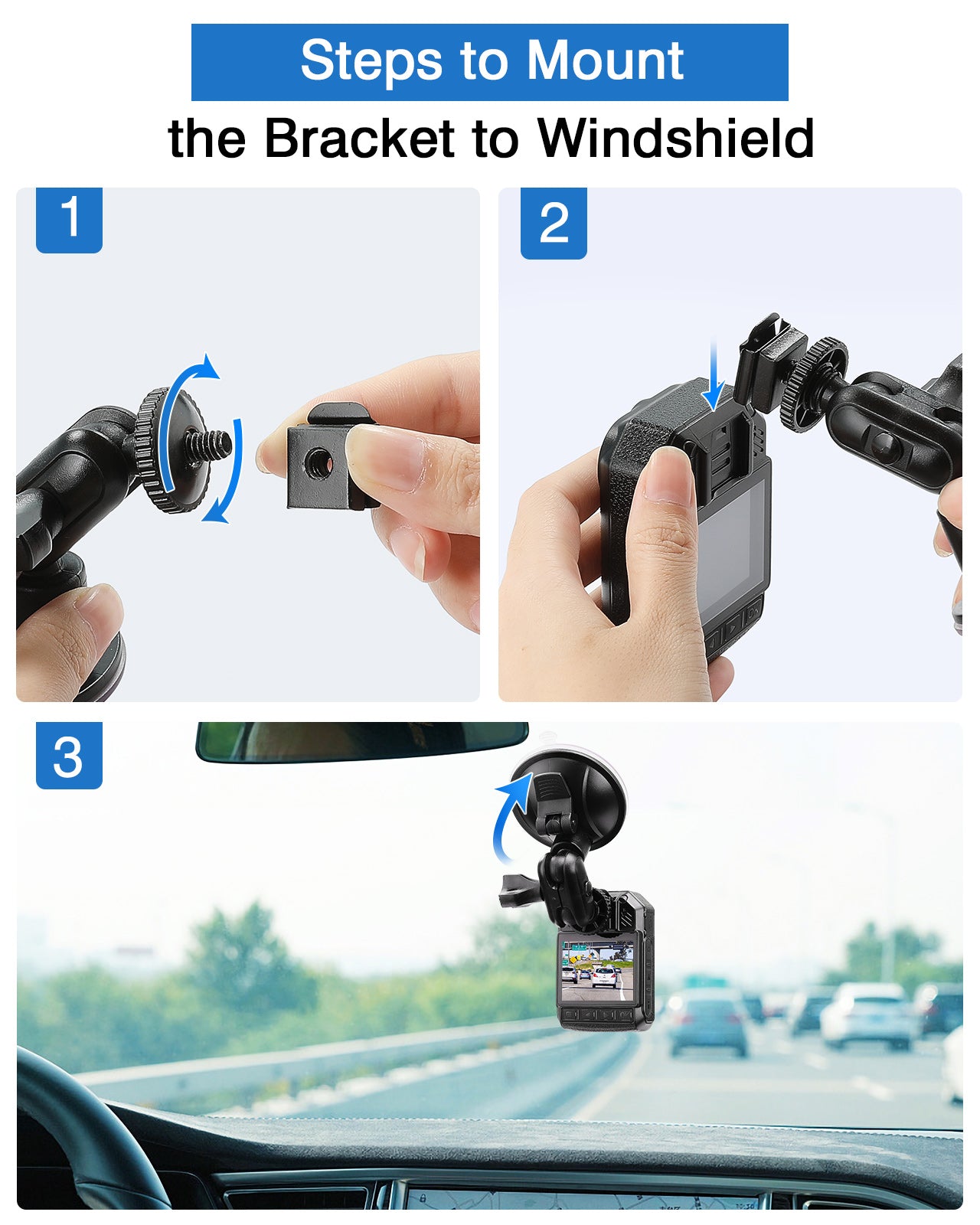BOBLOV Car Suction Cup for KJ21 Body Camera, Car Mount and a Car Charger ONLY for KJ21 Body Camera, for Dash Car Mode, Dash Camera Accessories for KJ21 Body Camera(NOT Suitable for other models)