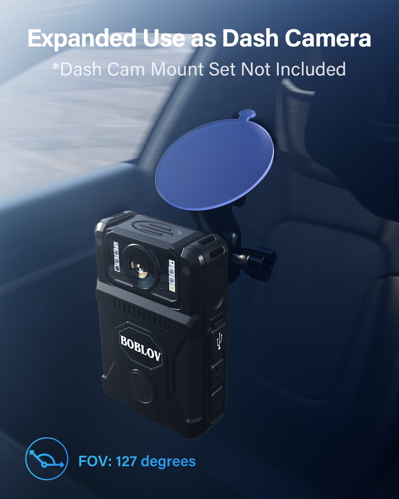 BOBLOV M7 128GB GPS Body Camera, 180° Rotate BodyCam, 13-15 Hrs Recording, Type-C Port, Quick Charging