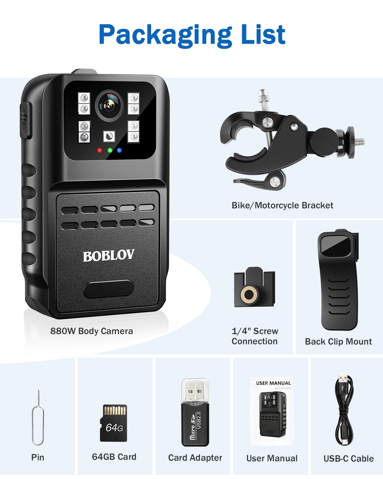 880W small body camera with 1080P resolution and night vision feature4