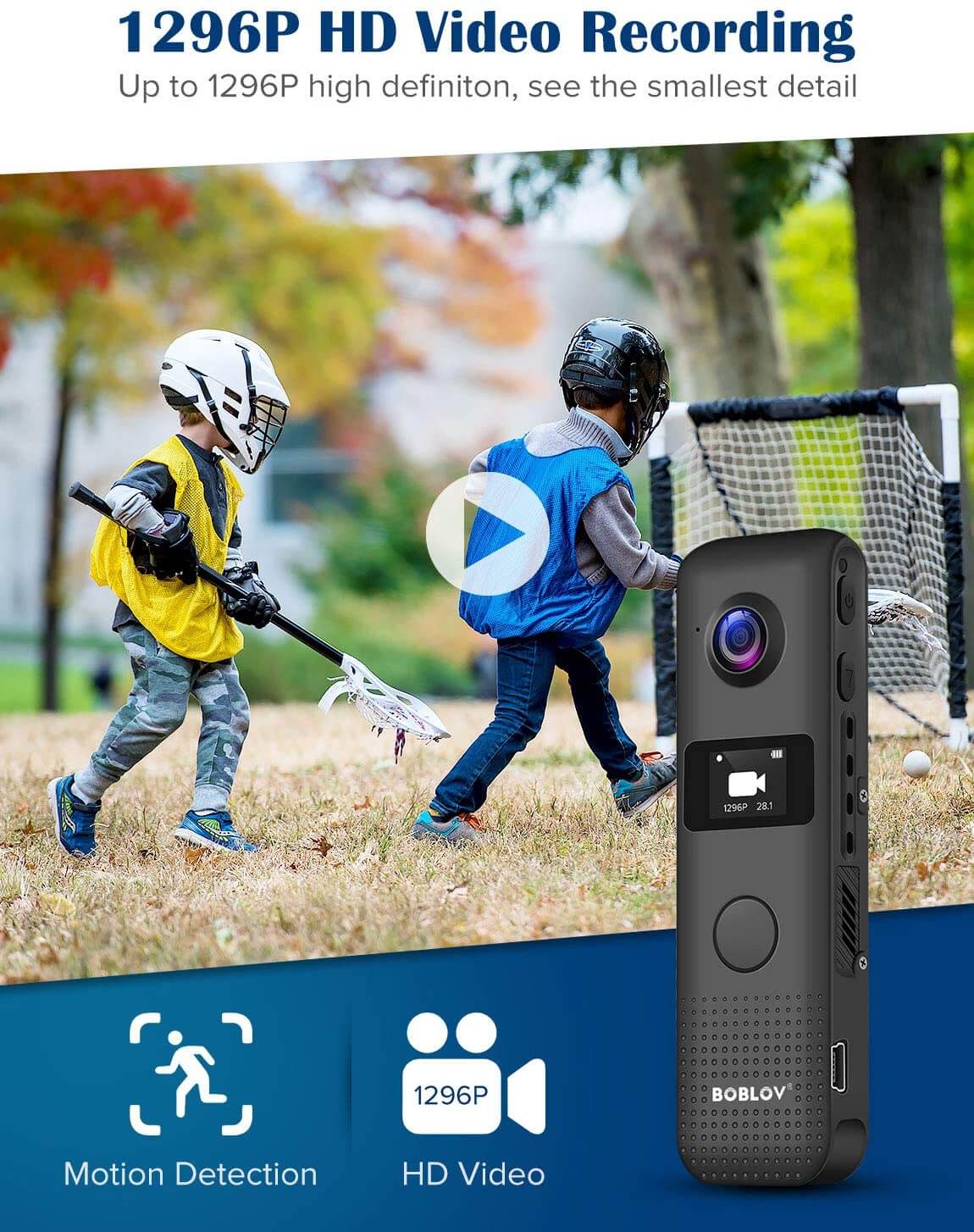 BOBLOV C18 1296P Mini Cam, WiFi Body Cam, Built-in 32G, OLED Screen 3.5 Hours 1080P Recording,Wifi