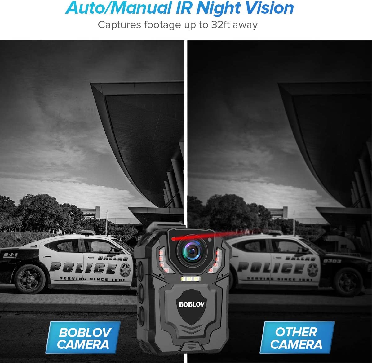 BOBLOV T5 Police Body Camera with 1296P Night Vision2