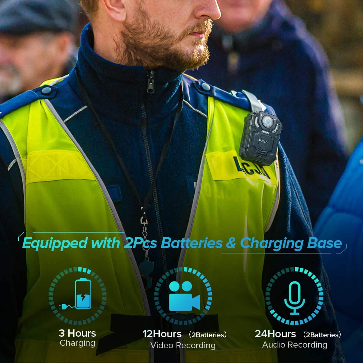 BOBLOV T5 Police Body Camera with 1296P Night Vision4