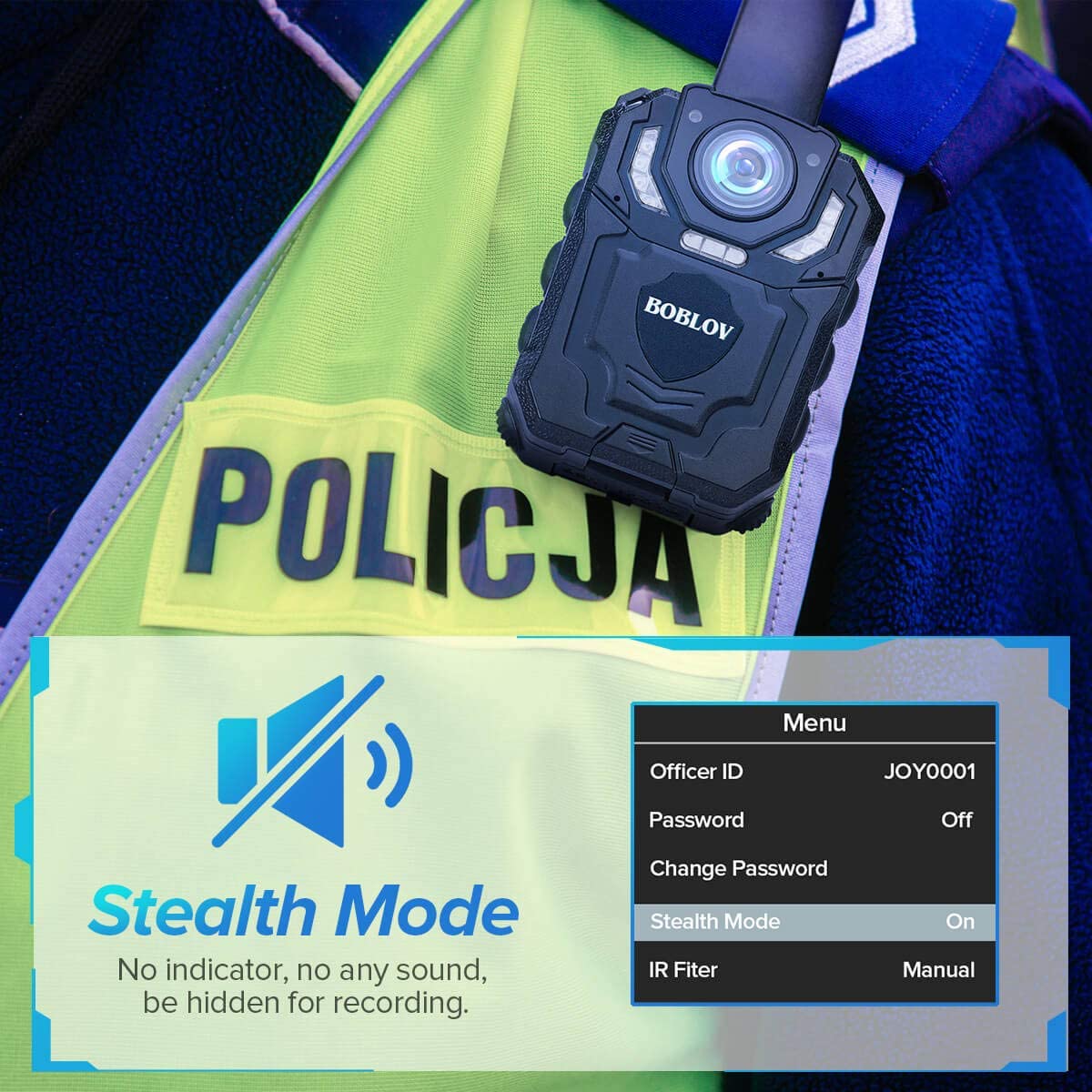 BOBLOV T5 Police Body Camera with 1296P Night Vision9