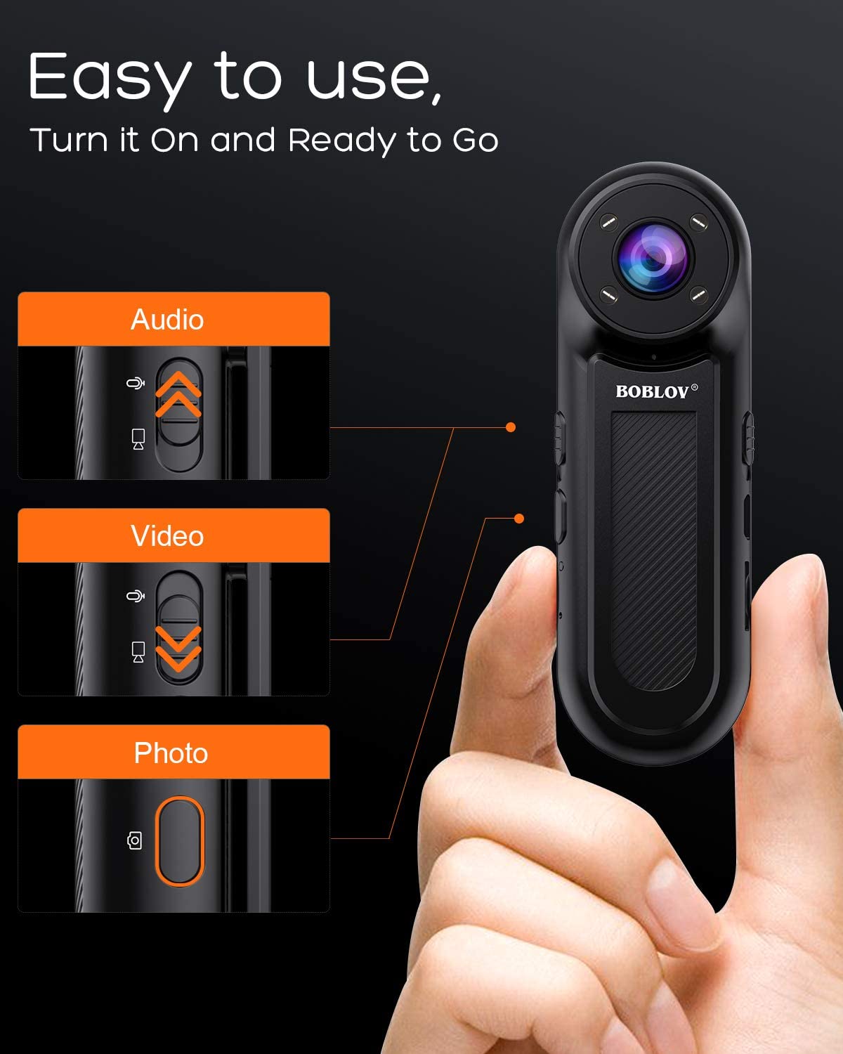 Boblov W2 HD 1080P Wearable Small Pocket Body Camera Night Vision High End Sony IMX307 Sensor 32Gb