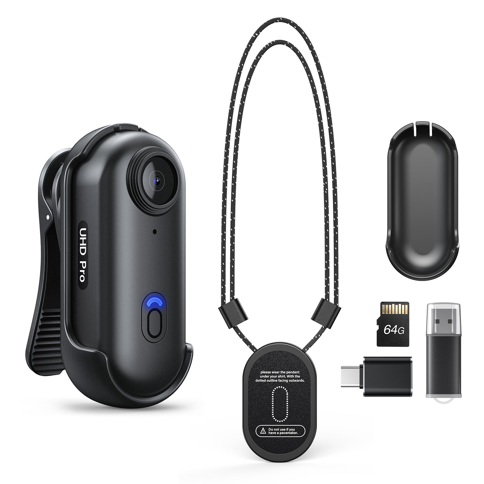 BOBLOV W4 2K Mini Body Camera, Wearable Camera with 360°Rotatable Clip & Magnetic Clip, 120 Minutes for recording