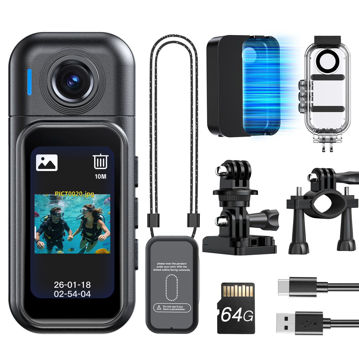 BOBLOV W3 Mini Body Camera Waterproof,Touch Screen Wearable Camera