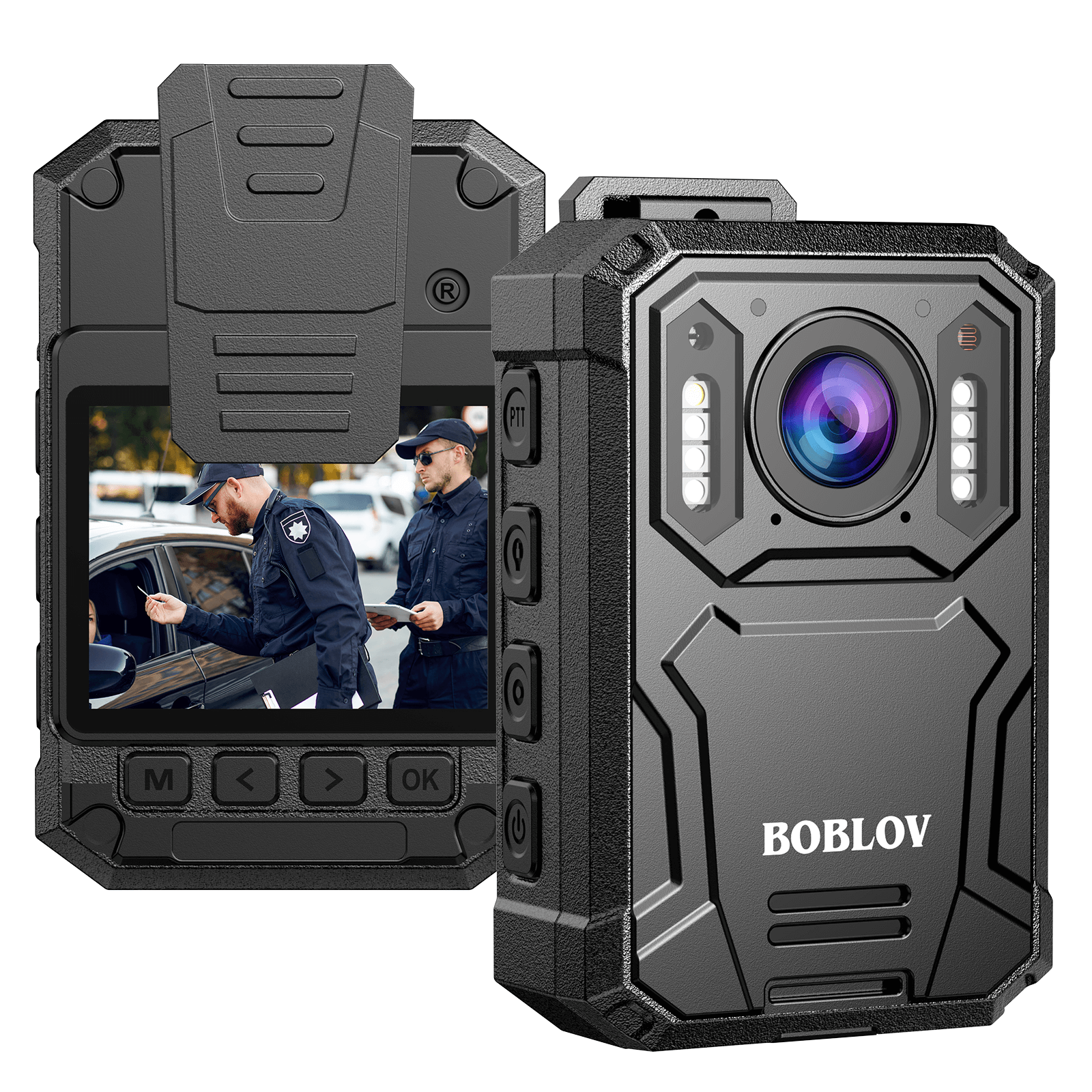 BOBLOV KJ23 Pro 2K Body Camera, IR Body Cam with 4000mAh Battery for 15 Hours, IP66, 128GB Car Mount