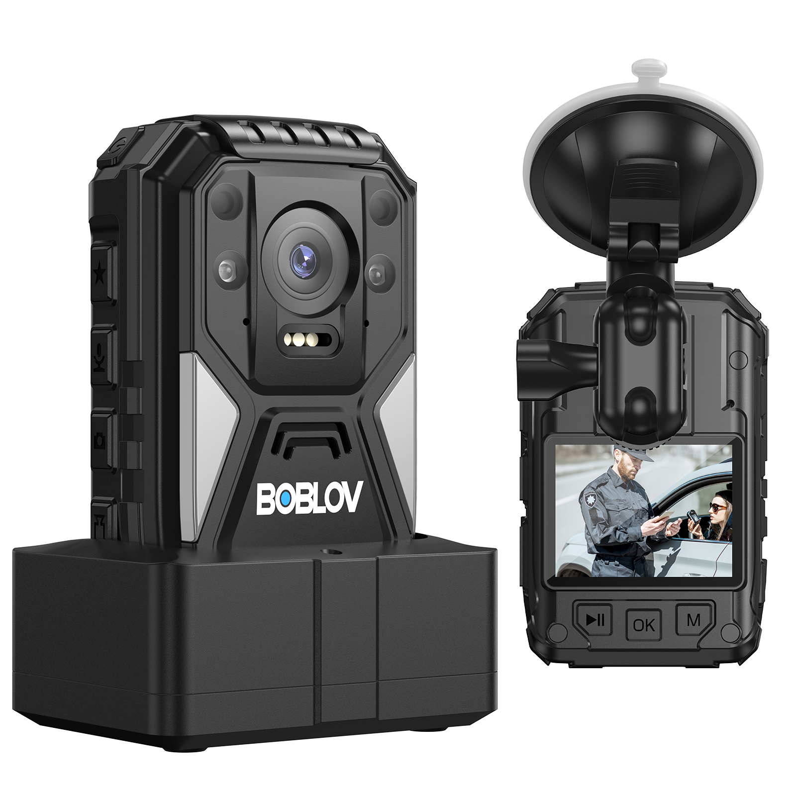 BOBLOV B4K4 4K Body Camera, 128G Bodycam With Charging Dock, GPS IP67