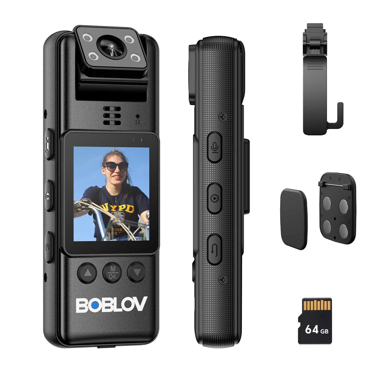BOBLOV A23 64GB Small Body Camera, 180° Rotate BodyCam, Night Vision, 1080P,  Last 9 Hours Recording