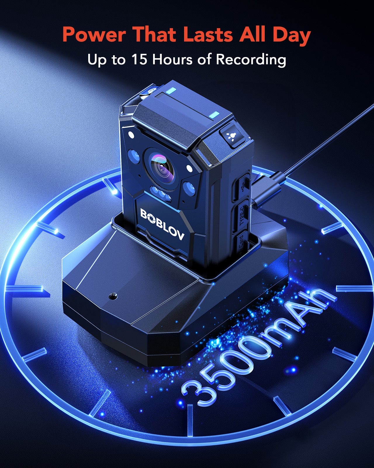 BOBLOV M12 2K Body Camera with Remote, 3500mAh Battery for 15H Recording, GPS Body Worn Camera with Night Vision, 128/256GB Storage for Security Guard, Patrol, Law Enforcement (128GB)