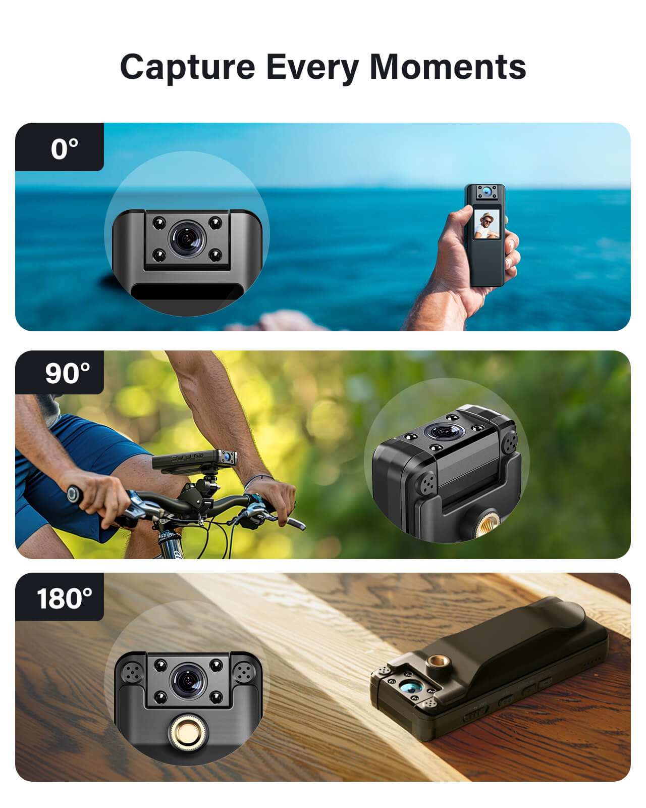 BOBLOV A22 Mini Cam, 180° Rotatable Lens, 1080P Portable Body Cam(NO Card/32/64/128GB)