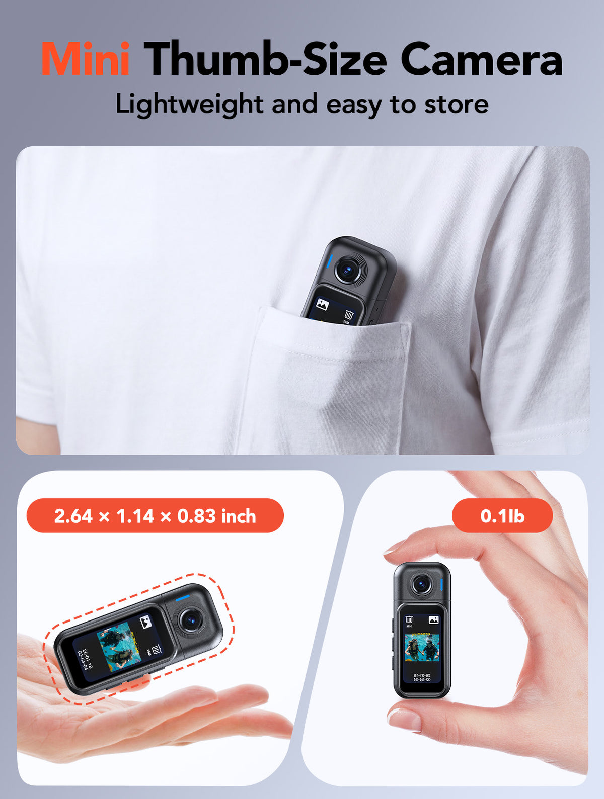 BOBLOV W3 Mini Body Camera Waterproof,Touch Screen Wearable Camera