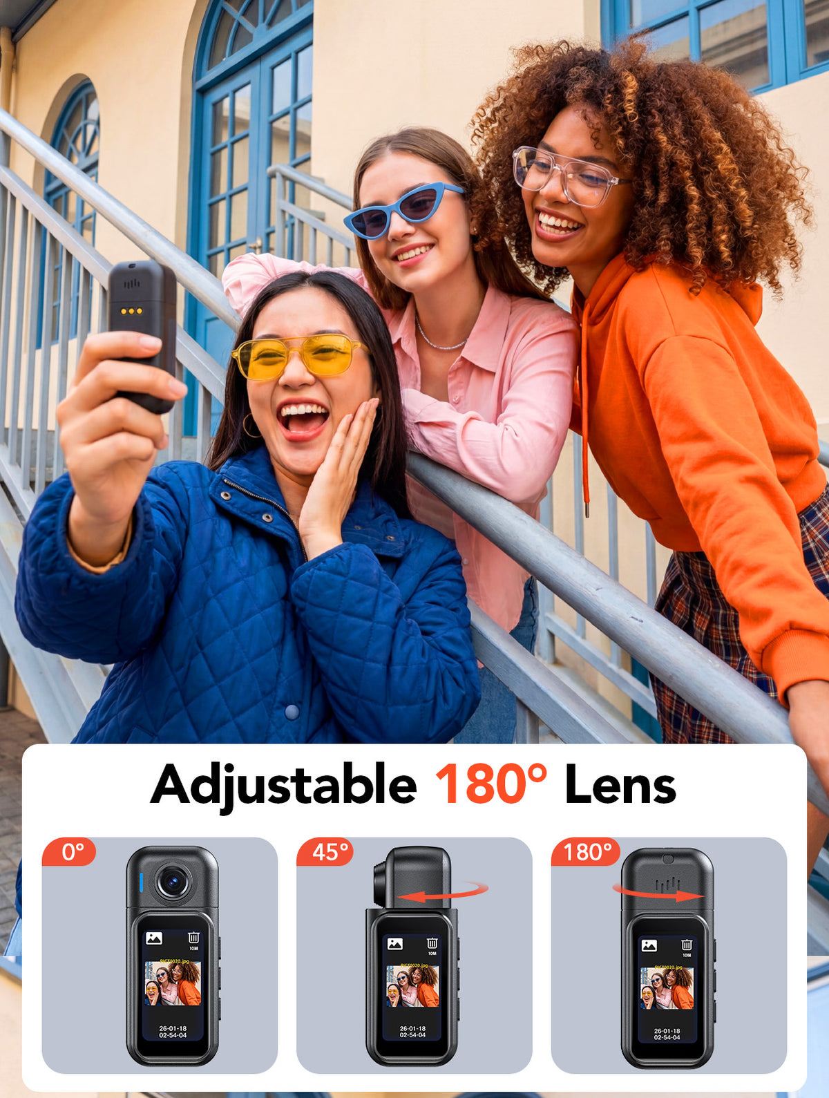 BOBLOV W3 Mini Body Camera Waterproof,Touch Screen Wearable Camera