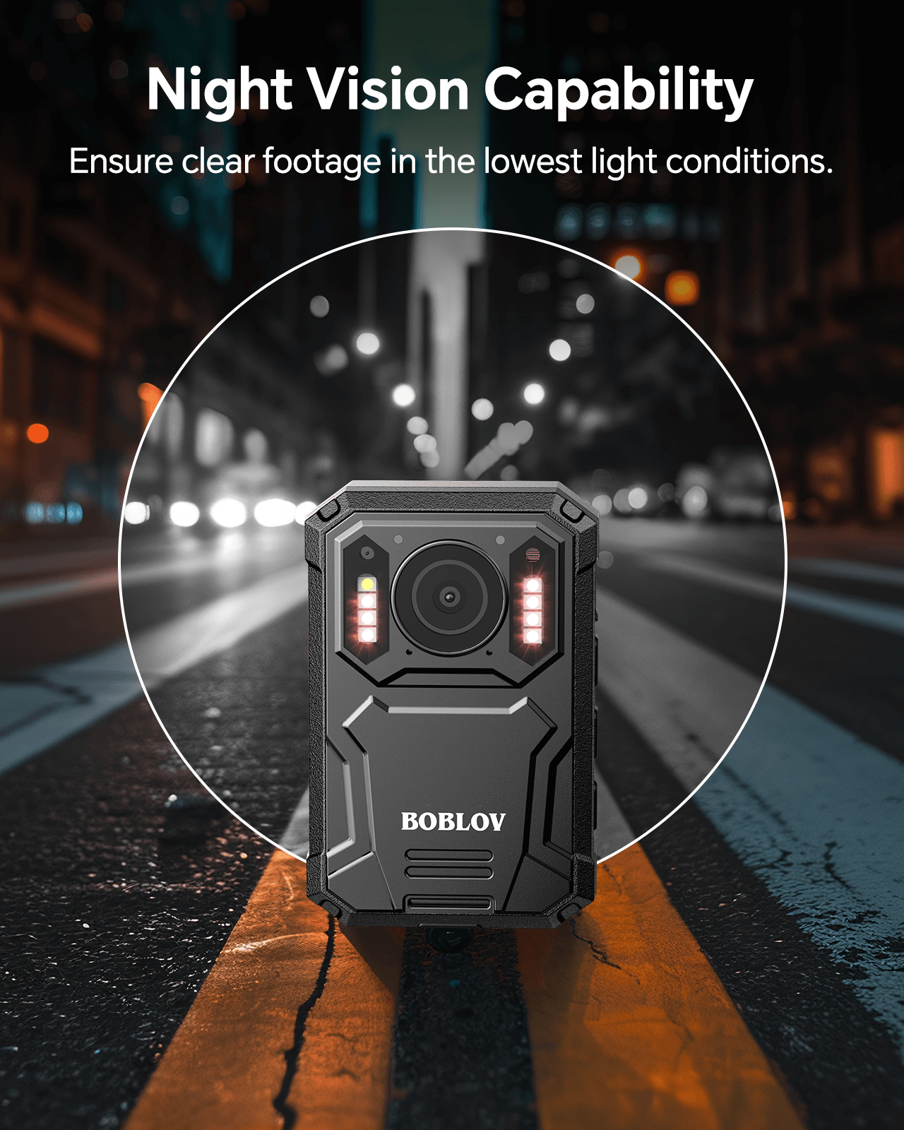 BOBLOV KJ23 Pro 2K Body Camera, IR Body Cam with 4000mAh Battery for 15 Hours, IP66, 128GB Car Mount