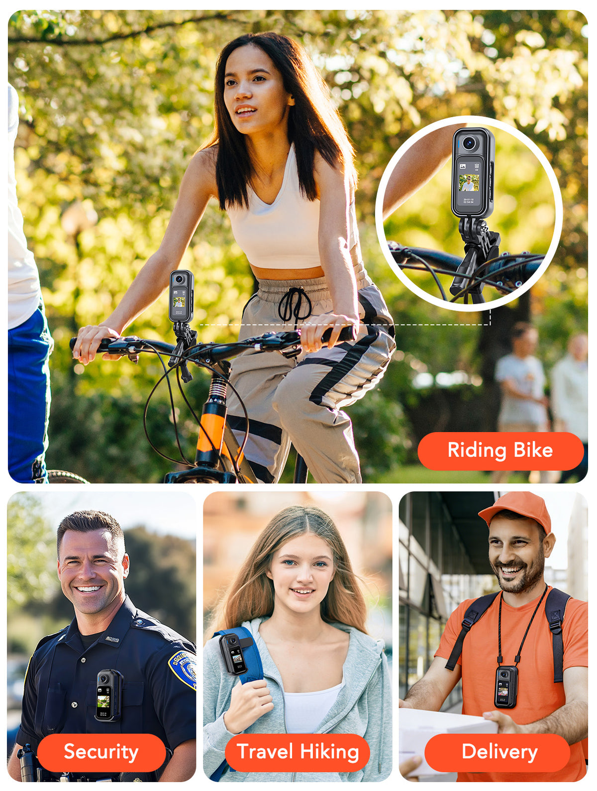 BOBLOV W3 Mini Body Camera Waterproof,Touch Screen Wearable Camera