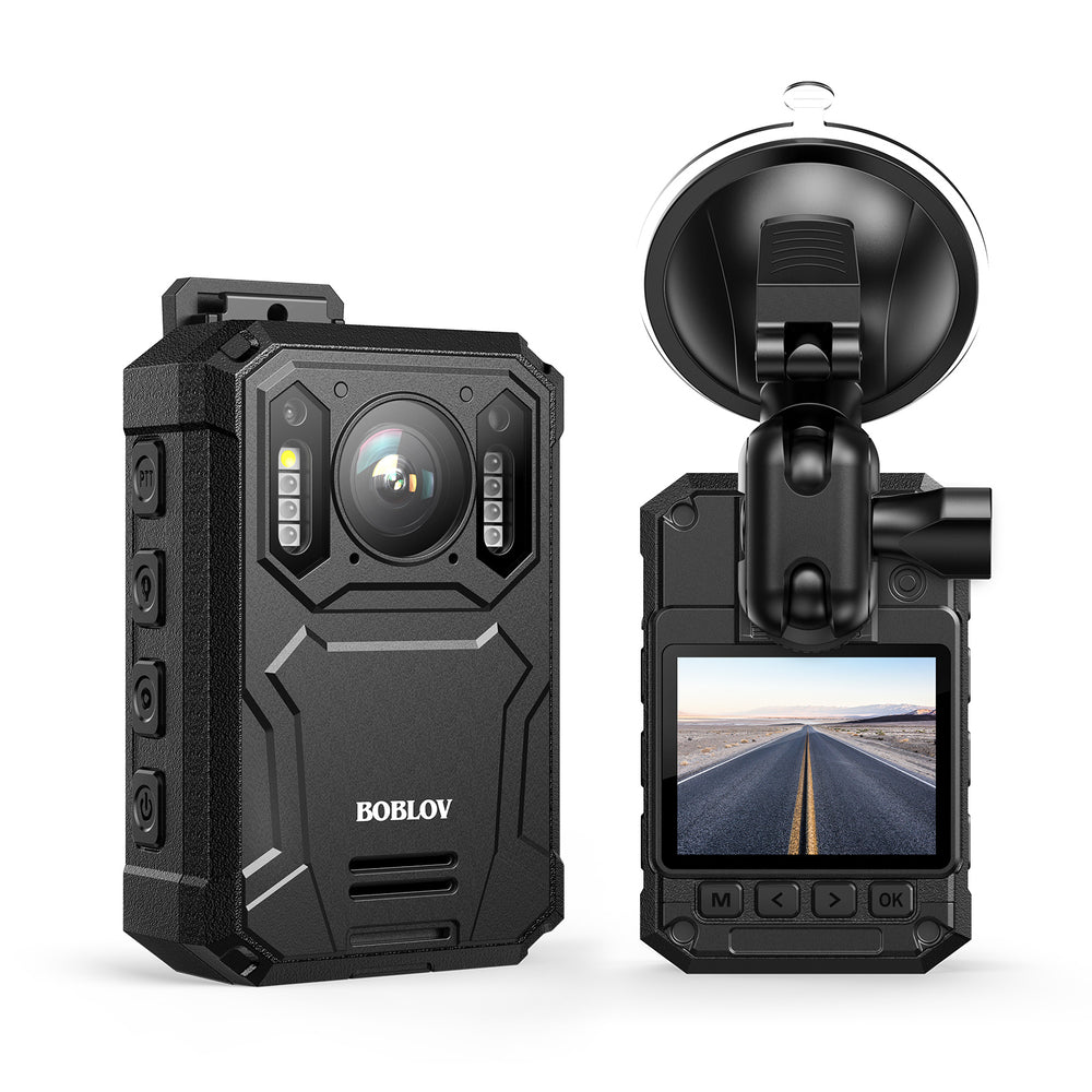 BOBLOV KJ23 Body Camera, 1296P Bodycam with Car Suction Mount, 14 Hour