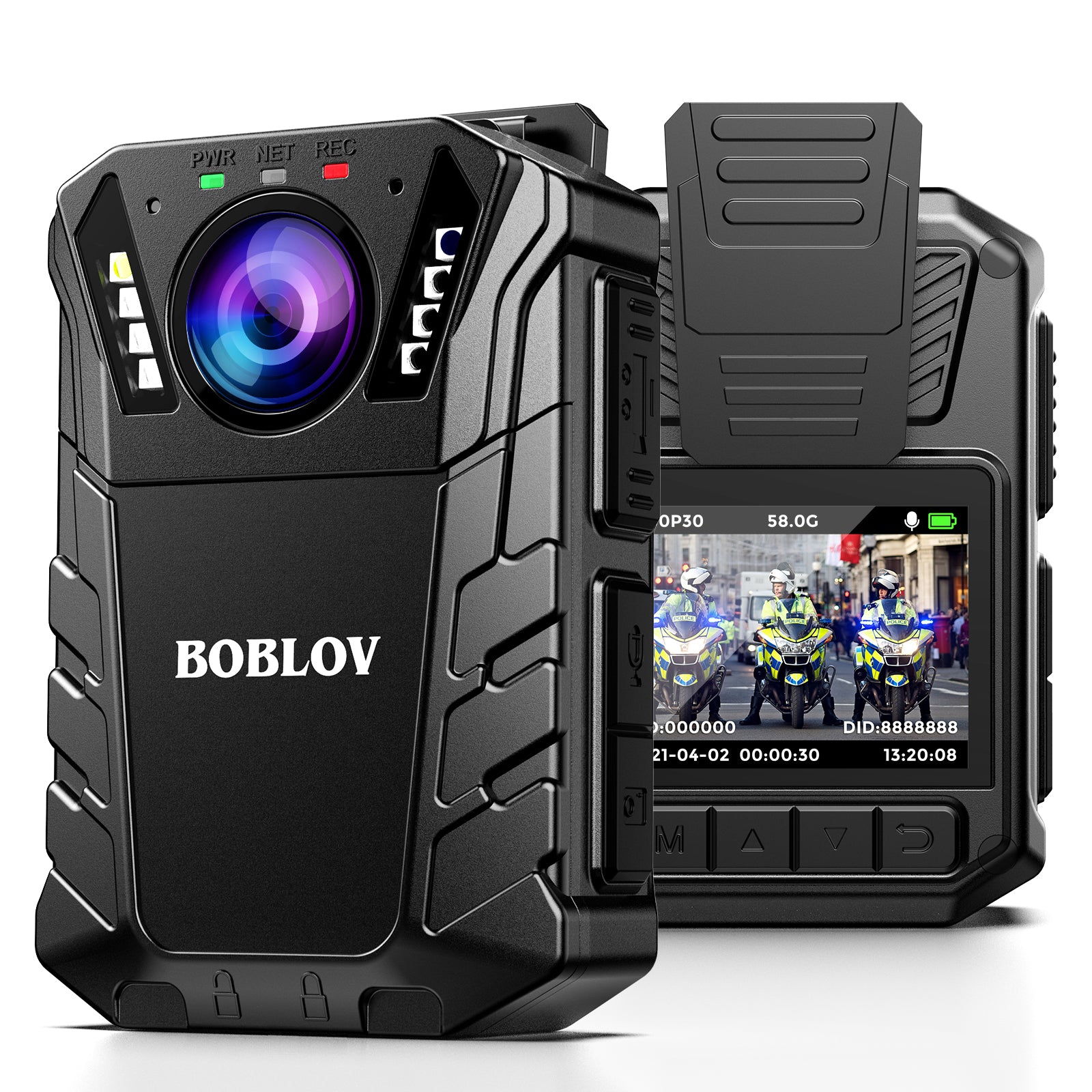 BOBLOV KJ09 1296P Body Camera Support External Lens 10 Hours Recording