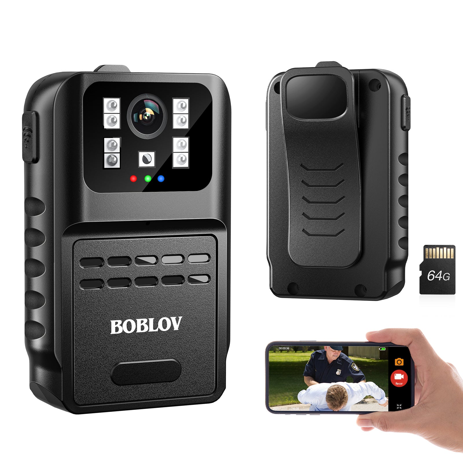 BOBLOV 880W Mini Body Camera, 1080P& Night Vision for Bike Traveling/Pet Walking/Meeting