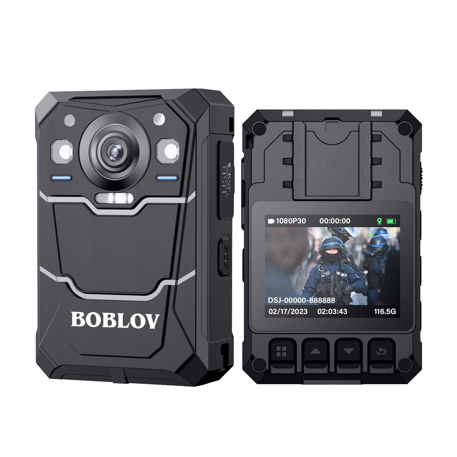 BOBLOV B4K3 Ultra 3.2K Body Camera with Built-in 128GB, Charging Dock, 13 Hours Recording, GPS, IP68 Waterproof0