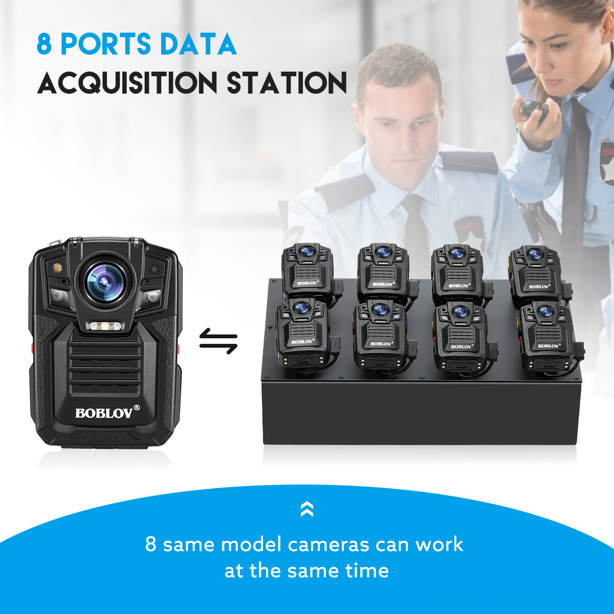 BOBLOV 8Pcs Body Camera Charging Dock, Support 8 Cameras Charging and Uploading