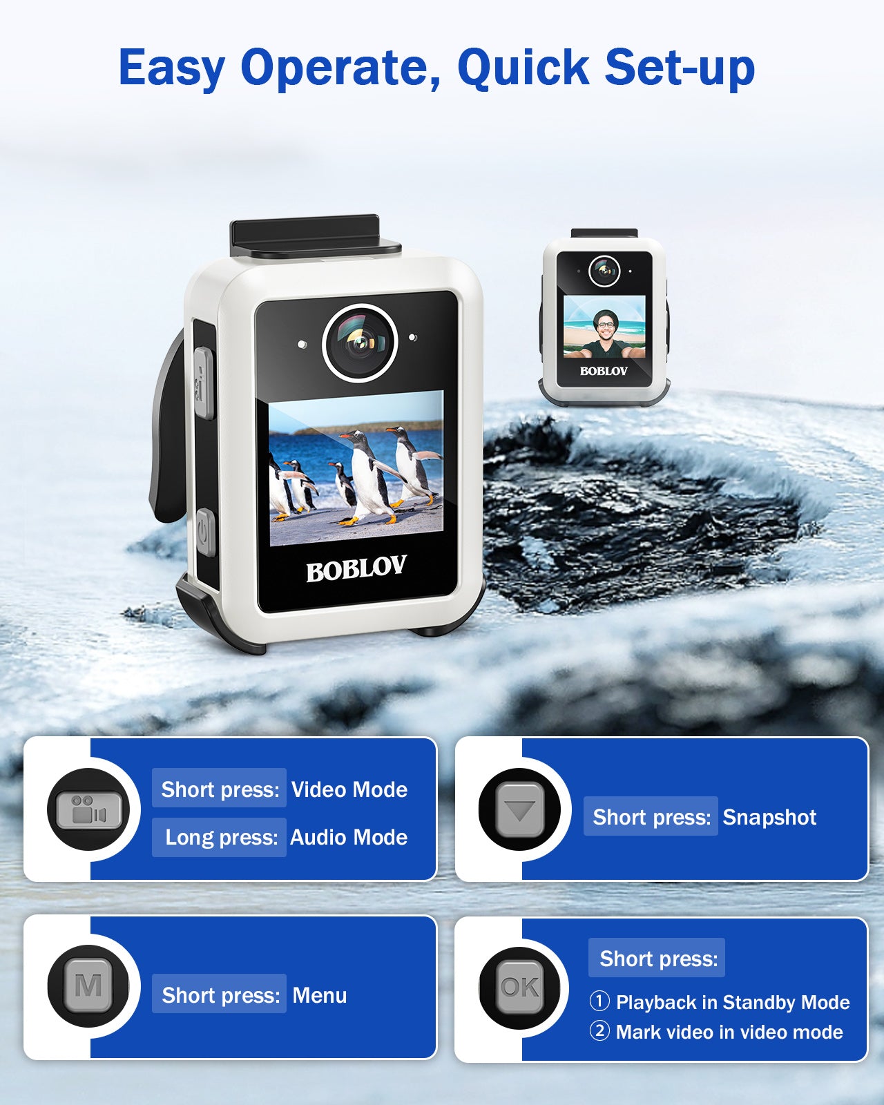 BOBLOV X2 Body Camera with 1440P resolution and LCD Display7