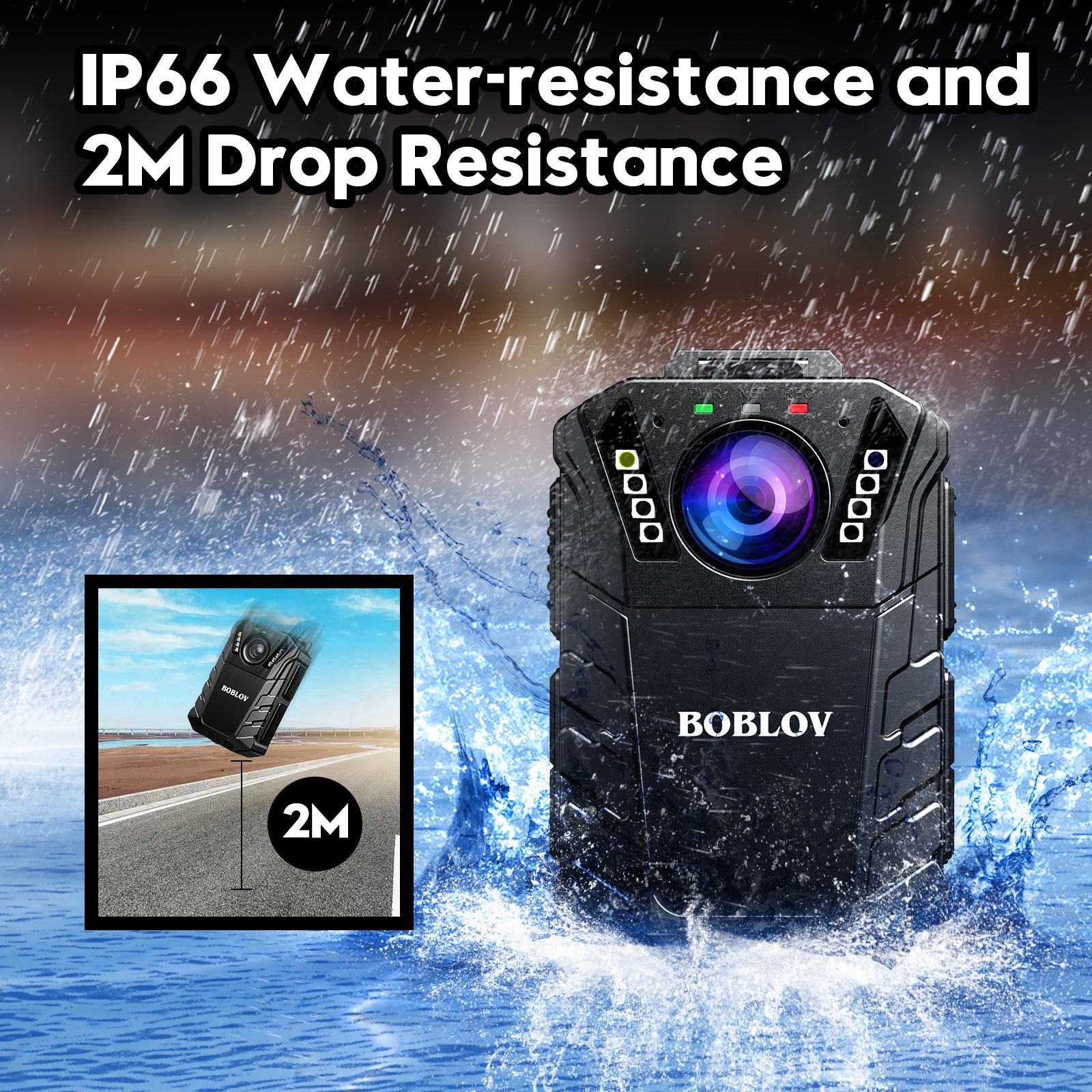 BOBLOV KJ09 1296P Body Camera Support External Lens 10 Hours Recording