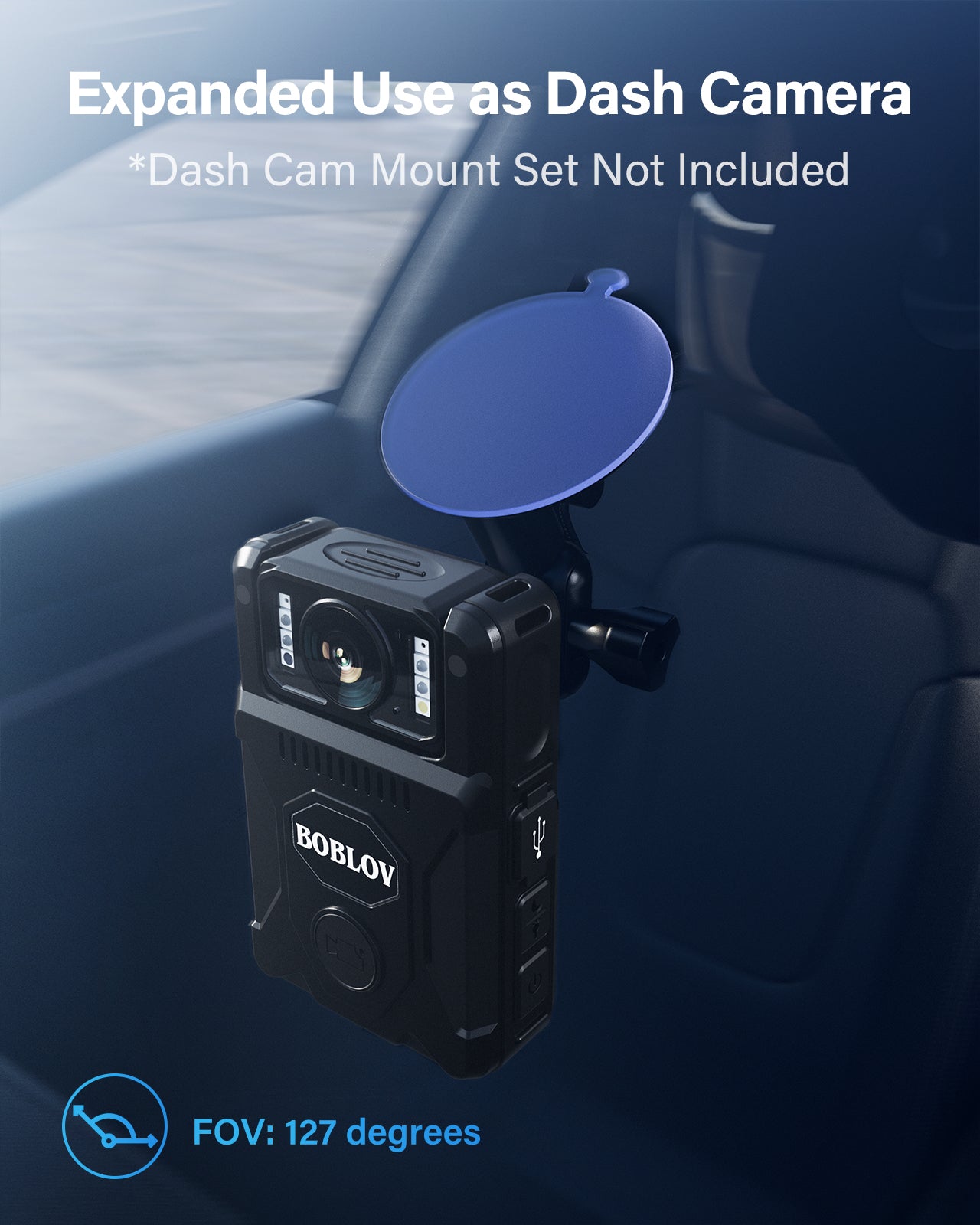 BOBLOV M7 128GB GPS Body Camera, 180° Rotate BodyCam, 13-15 Hrs Record