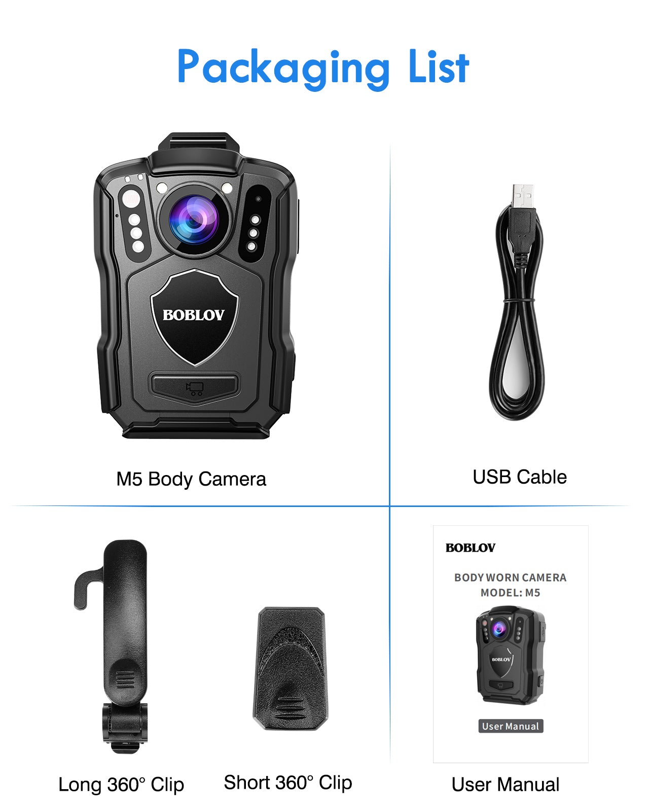 BOBLOV M5 Body Camera Waterproof Night Vision