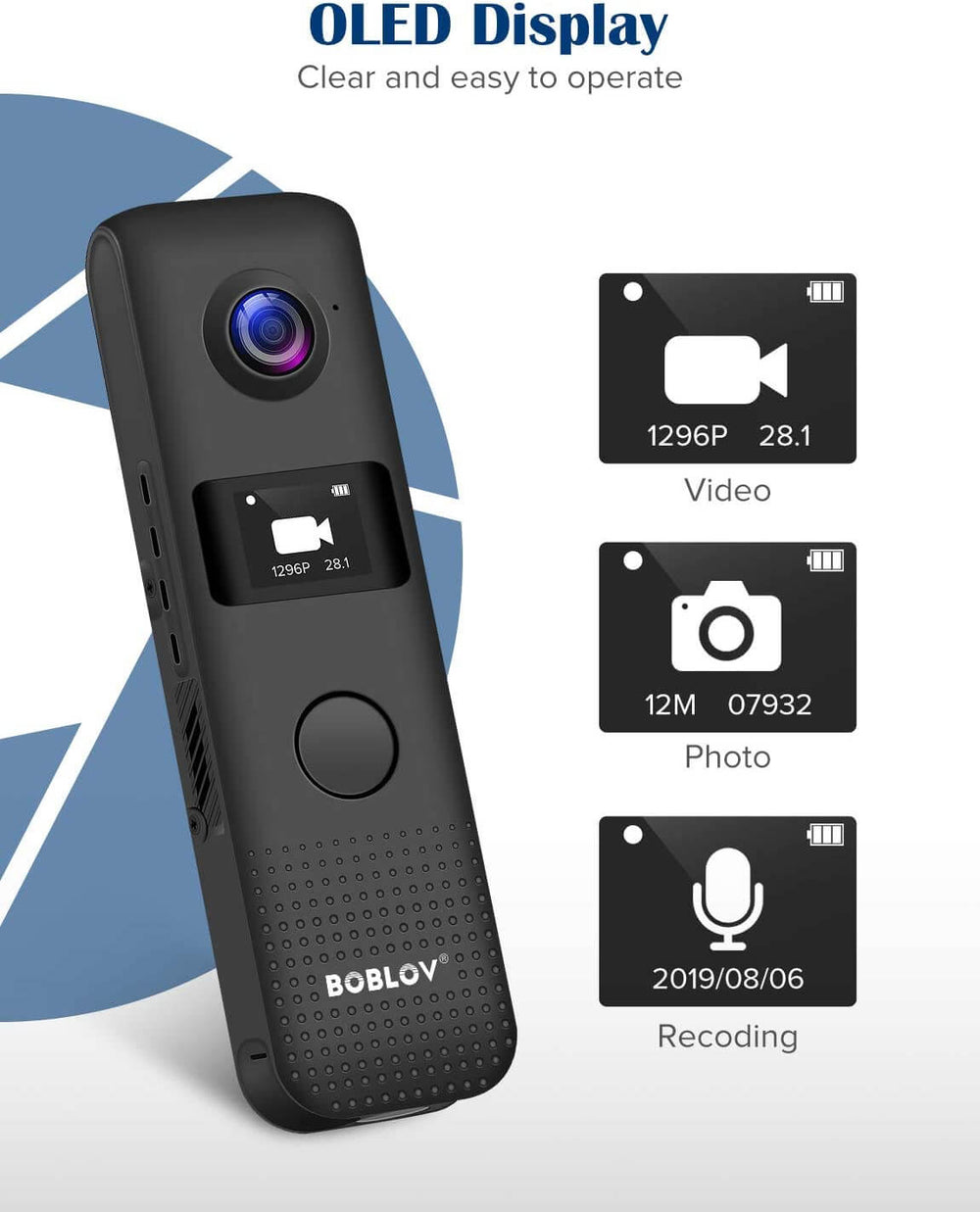 BOBLOV C18 Small Body Camera 1296P Body Worn Camera